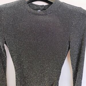Glittering Silver Long Sleeve Top